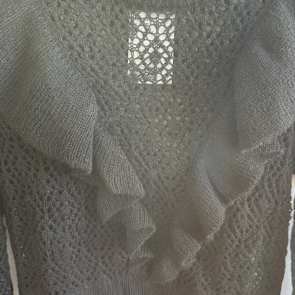 NWT H&M Black Ruffled Knit Sweater XS - Picture 8 of 11